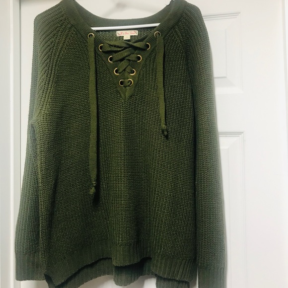 It's Our Time Sweaters - It’s Our Time Lace-Up Sweater-Size Large